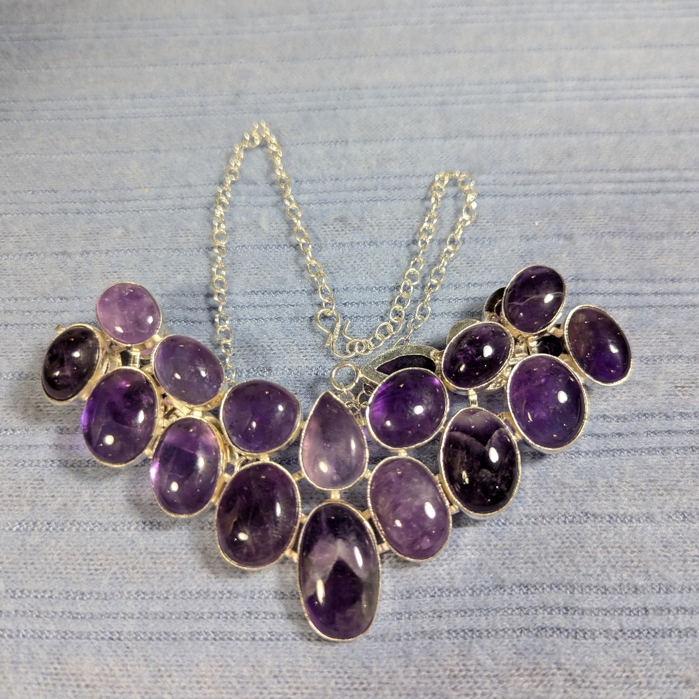 Amethyst Large Stone Statement Necklace - image 7